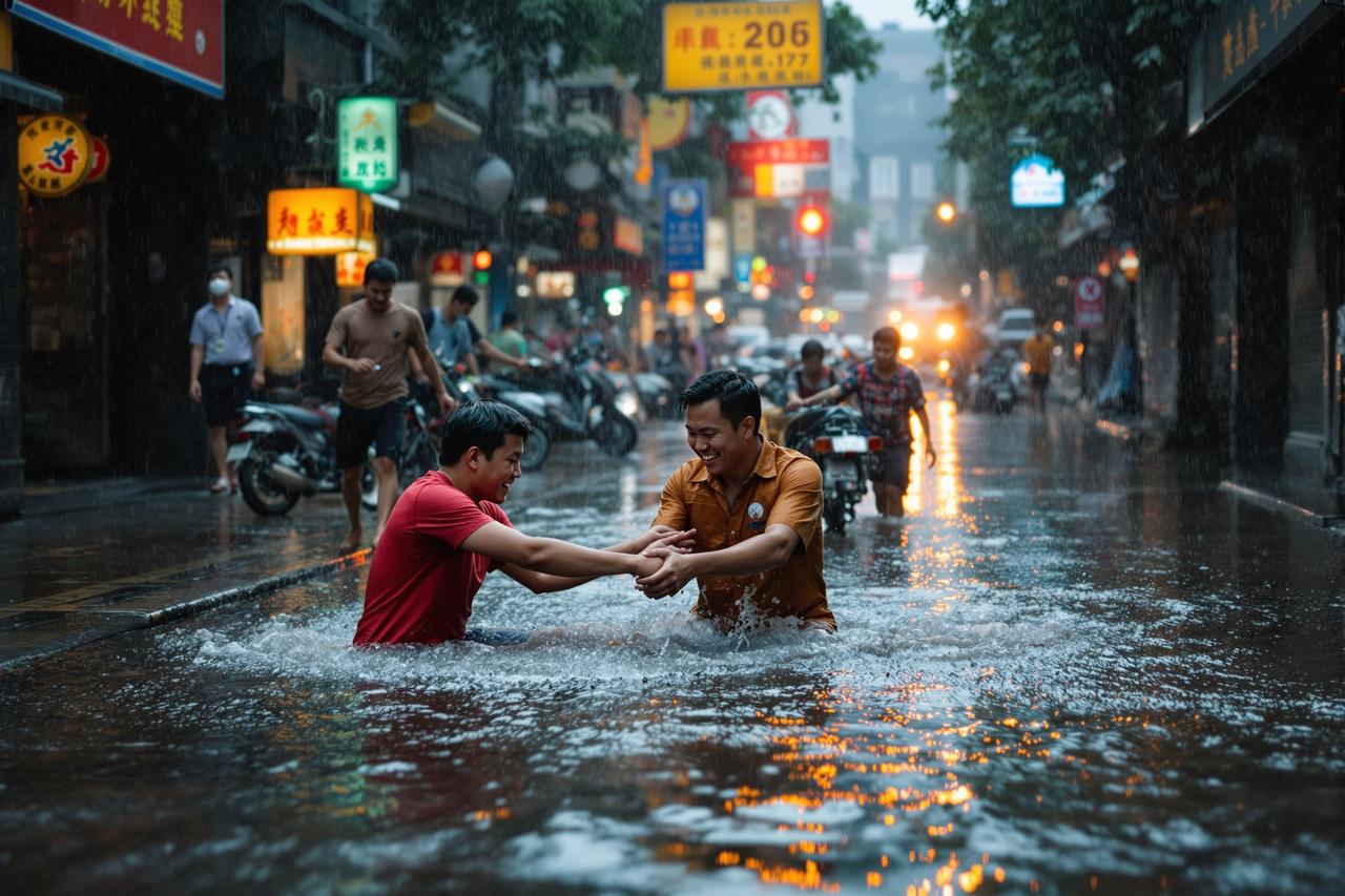 大瓜网资讯配图 - 某城市突降特大暴雨，全城多处被淹，市民自发组织救援，感人瞬间刷屏朋友圈